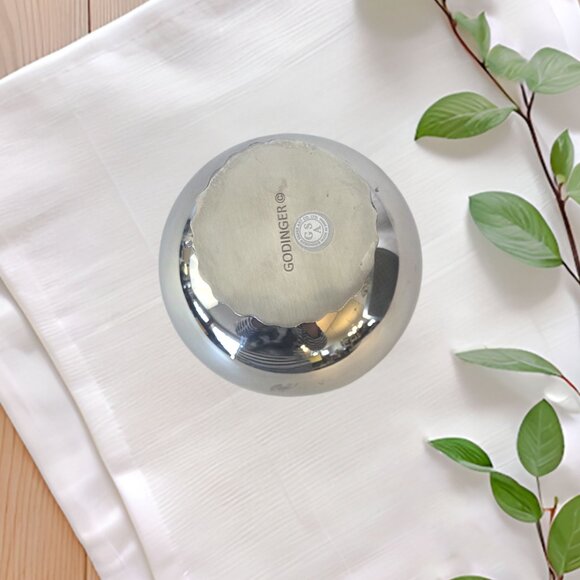 Godinger Polished Stainless Steel Footed Bowl - Small 6" Elegant Serveware - Picture 3 of 6